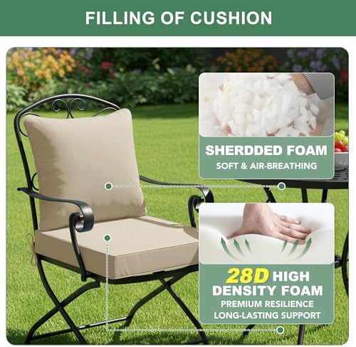 Outdoor Chair Cushion Water Resistant, 19 x 19 Inch, Cream