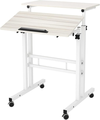 SogesHome 23.6 inches Adjustable Laptop Desk Standing Table Portable Computer Table Stand Desk Cart Tray, White Maple, 101-MP-HCA