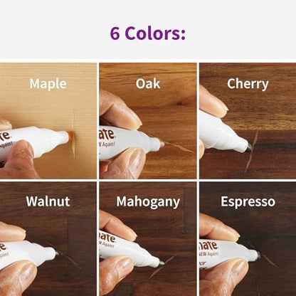 Rejuvenate Exact Match Wood Furniture & Floor Repair Markers 6 Ct, Brown