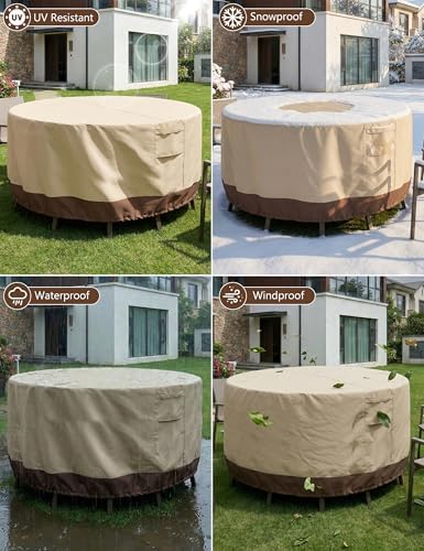 Vailge Patio Outdoor Furniture Covers Waterproof, Round Outdoor Table Cover