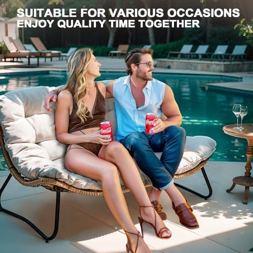 Crestlive Products Outdoor Loveseat, Outdoor Sofa Set (3PCS Beige)