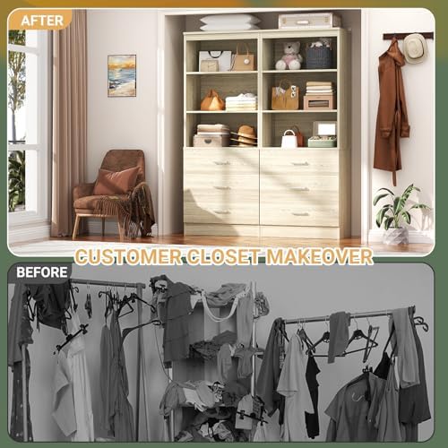 Aheaplus 47.2" Closet Drawers System,Closet System with 3 Drawers,White Oak