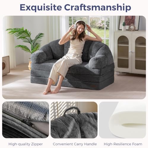 MAXYOYO Folding Sofa Bed with Backrest, Boneless Fold Out Couch with Handle
