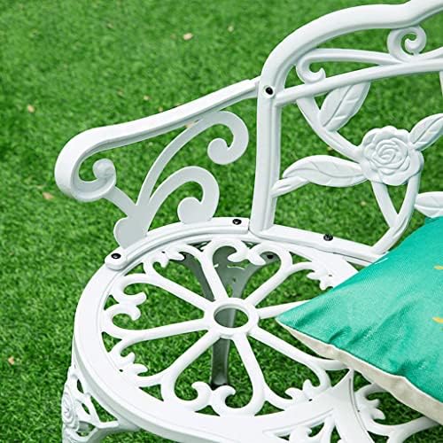 GIZMOBOX Outdoor Bench Outdoor Bench Lounge Bronze Cast Aluminum Furniture Decorative for Garden Patio Balcony Backyard(White)