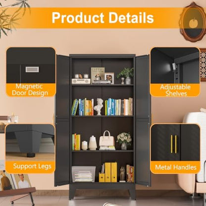 Ckzbx Metal Garage Storage Cabinet with Locking Doors and Adjustable Shelves,47.24" H Rolling Tool Storage with Wheels for Garage,Office (White)