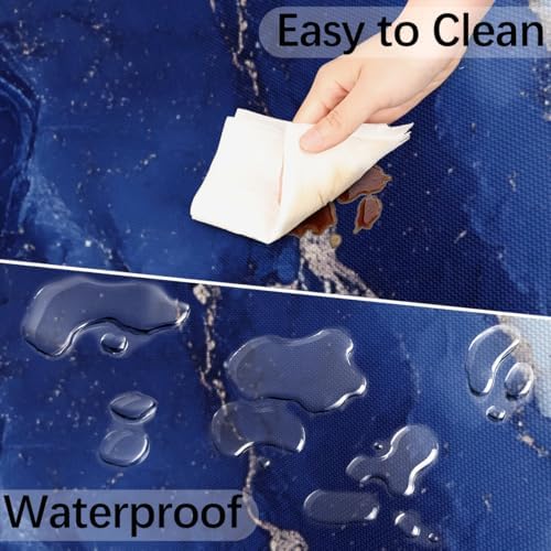 Marble Outdoor Round Fitted Tablecloth with Umbrella Hole Zipper 36-44