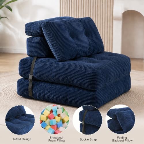 King Oasis Folding Sofa Bed, Corduroy Chair Bed with Pillows