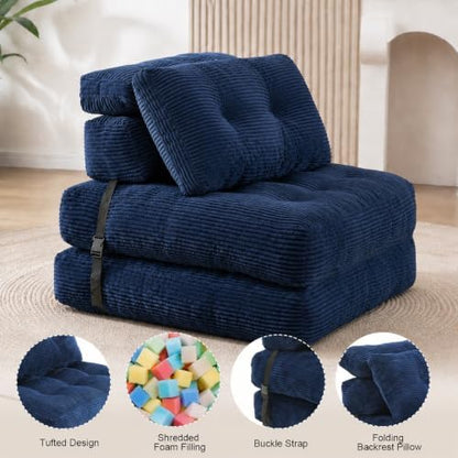 King Oasis Folding Sofa Bed, Corduroy Chair Bed with Pillows
