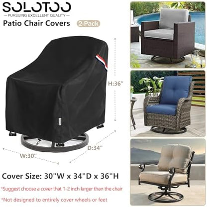 Patio Chair Covers Waterproof 2 Pack, 30" W x 34" D x 36" H