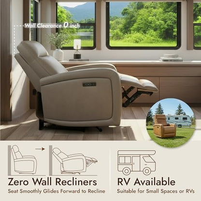 Watson & Whitely Zero Wall Recliners with Power Headrest, Faux Leather Grey