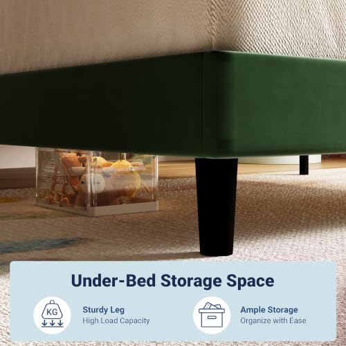 Allewie Twin Platform Bed Frame with Velvet Upholstered Headboard