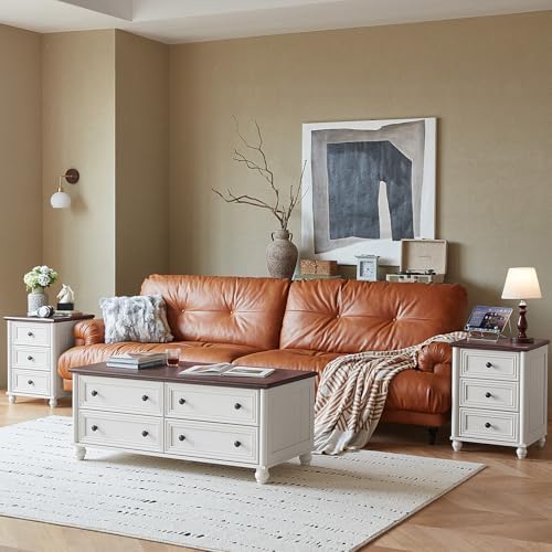 RWYHG 18" Nightstands Set of 2 with Charging Station & 3 Drawers