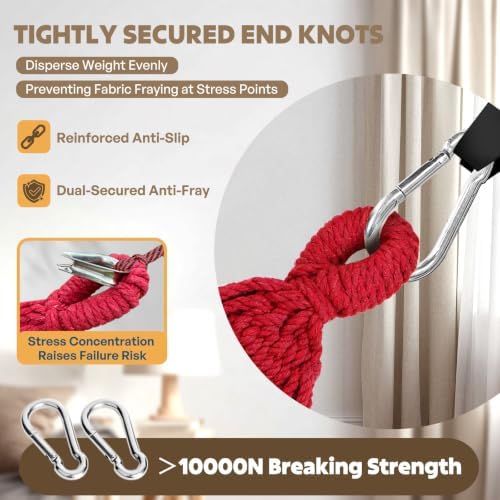 ANYOO Cotton Camping Hammock Portable with Tree Straps Holds 660lbs
