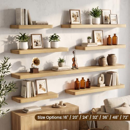 RICHFOCUS 72Inch Long Floating Shelves for Wall 1Pack, Oak, 8" Deep
