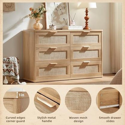LEYAOYAO Rattan Dresser for Bedroom, 48'' Drawers Dressers
