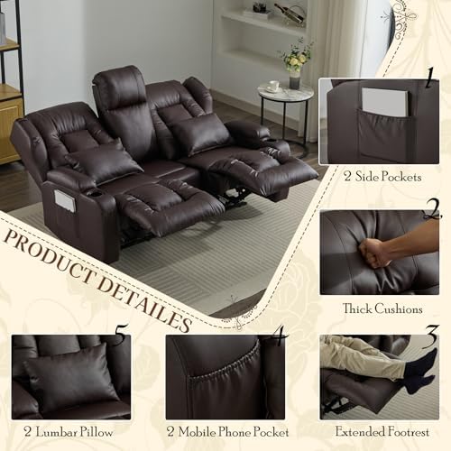 SAMERY 67.6" RV Loveseat Recliner Sofa, Manual Reclining Loveseat