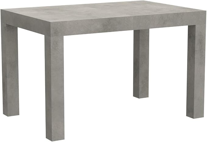 Mobili Fiver, First Extendable Table, 47.2(78.7) x31.5 in, Concrete Effect, Grey, for 6-8 People, Expandable Dining Table for Kitchen, Living Room, Italian Furniture