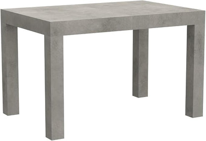Mobili Fiver, First Extendable Table, 47.2(78.7) x31.5 in, Concrete Effect, Grey, for 6-8 People, Expandable Dining Table for Kitchen, Living Room, Italian Furniture