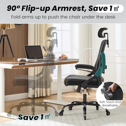 Fizzin Office Chair, PU Leather Desk Chair with Adjustable Lumbar Support