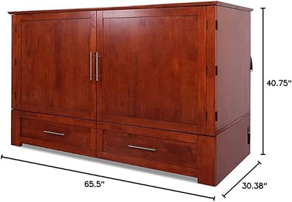 Mega Solutions Emurphybed Daily Delight Murphy Cabinet Chest Bed with Charging Station 8 Inch, Queen (Cherry)