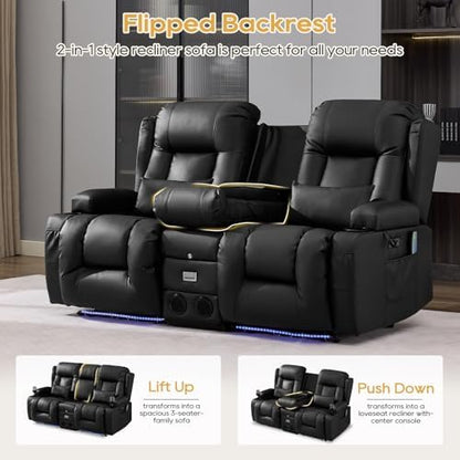 IPKIG Power Loveseat Recliner Sofa with Flip Back Console, 67" - 3 Seat