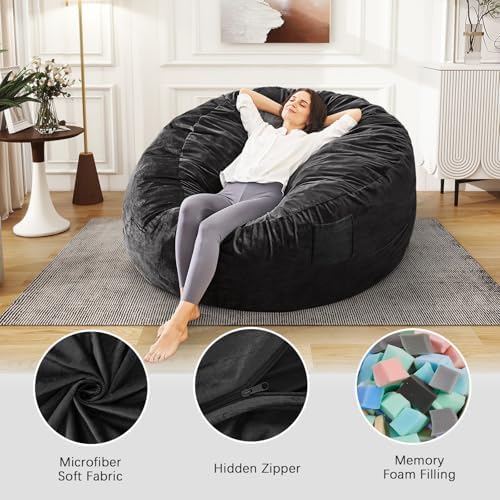 Bean Bag Chairs for Adults - Giant Bean Bag Convertible Floor Sofa