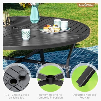 Sophia & William 7-Piece Patio Dining Set, Round Table, PE Wicker Chairs
