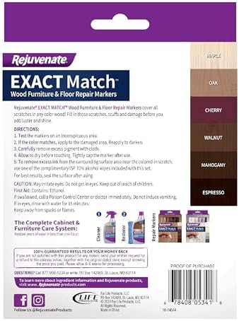Rejuvenate Exact Match Wood Furniture & Floor Repair Markers 6 Ct, Brown