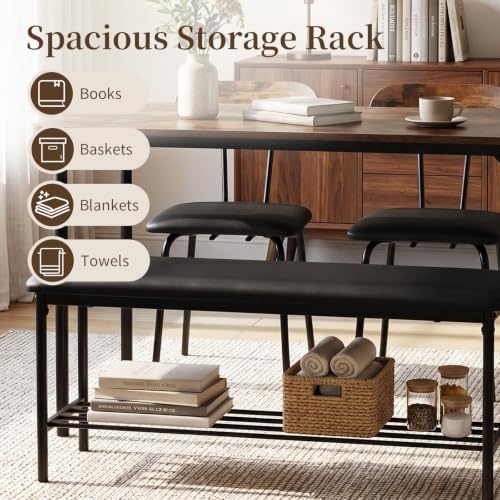 VINGLI Dining Table Set for 4, Kitchen Table and Chairs, Black
