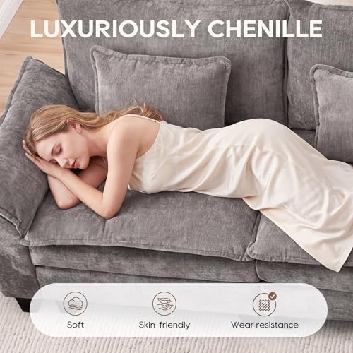 IPKIG 82.6" Modular Sectional Cloud Couch, Modern Sofa with 2 Ottomans