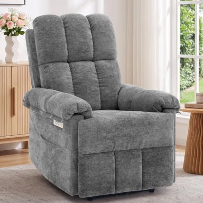 Korser Small Power Recliner Chair, Upholstered Electric Recliner, Grey