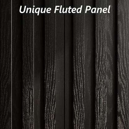 Fluted Buffet Cabinet with Storage, Small Accent Cabinet, Black