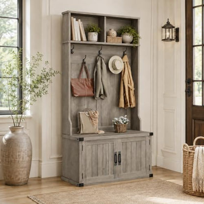 Takywep Extra Large 40" Entryway Hall Tree with Bench & Shoe Storage