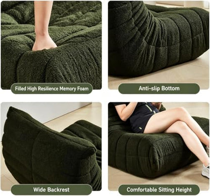 YVDNHP Bean Bag Chair for Adults, L-Shaped Memory Foam Togo Lounger Green