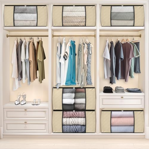 6 Pack Storage Bags for Clothes Blanket Storage Bins with Lids