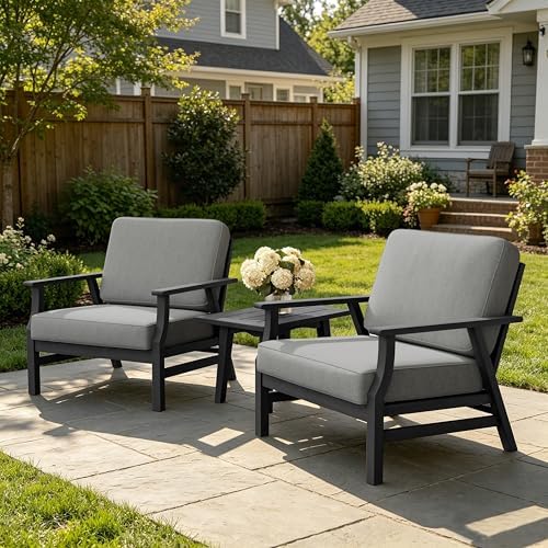 3 Piece Outdoor Bistro Set, Bistro Table and Chairs Set of 2