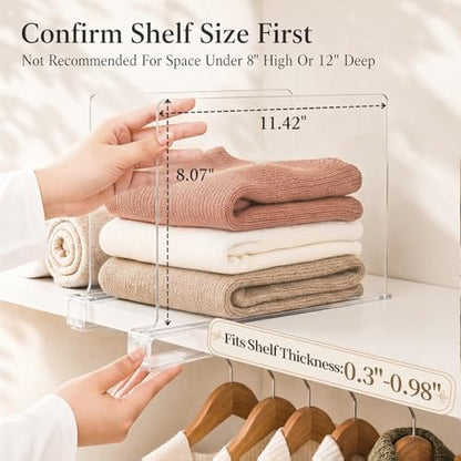 Shelf Dividers Purse Organizer for Closet: Acrylic Clear 12 Pack