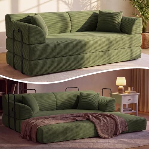 79" High‑Back Convertible Futon Sofa Bed, Boneless Couch for Living Room