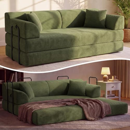 79" High‑Back Convertible Futon Sofa Bed, Boneless Couch for Living Room