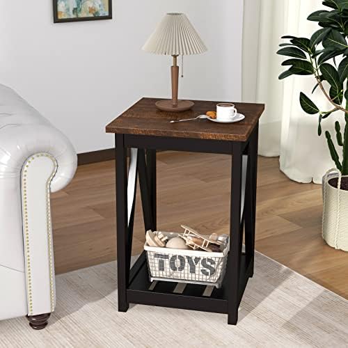 ChooChoo Farmhouse End Table with Storage Shelf