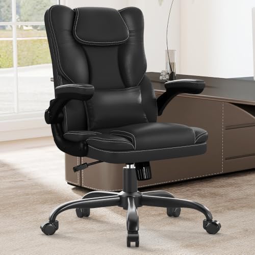 Executive Office Chair Flip Up Arms Lumbar Support Home Office Desk Chair