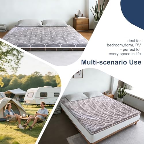 6th Generation Japanese Floor Futon Mattress - Extra-Thick 9-Layer Modern Futon with 100% High-Density Foam, Portable Floor Mattress Sleeping Pad for Adults, Guest Room, Dormitory, Twin XL (39"X80")