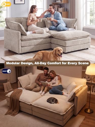 Loveseat Sofa Cloud Sofa Couch, 2 Seat Deep Seat L Shaped Couch