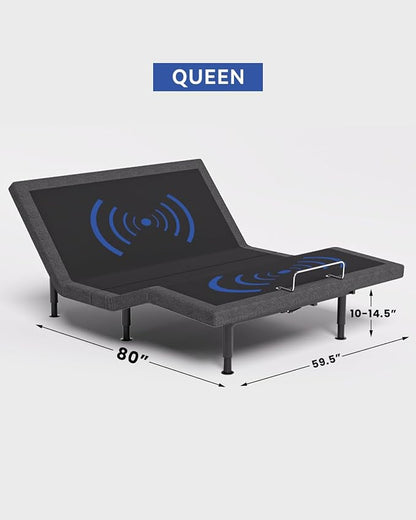 Queen Size Adjustable Bed Frame with Massage & Zero Gravity - Electric Bed Frame with Remote, USB Charging, LED Night Light, 7.5-12.5" Adjustable Height, 900LBS Capacity, Quiet Motor