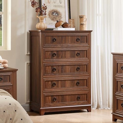 Joaxswe Farmhouse 5 Drawer Dresser for Bedroom, 42" Tall Chest of Drawers