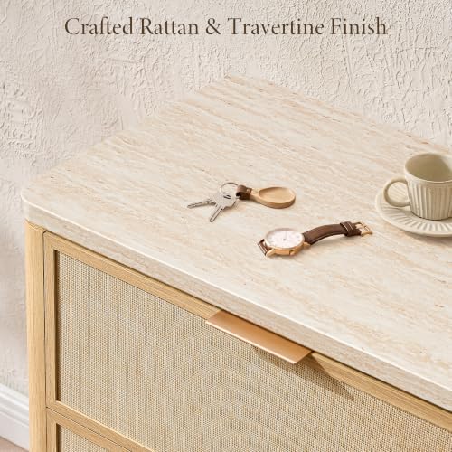 Rattan Dresser for Bedroom, 63'' Wide 9 Drawer Dresser