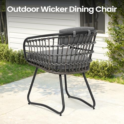 Pellebant 7 Piece Outdoor Dining Set for 6, Aluminum Table & Wicker Chairs