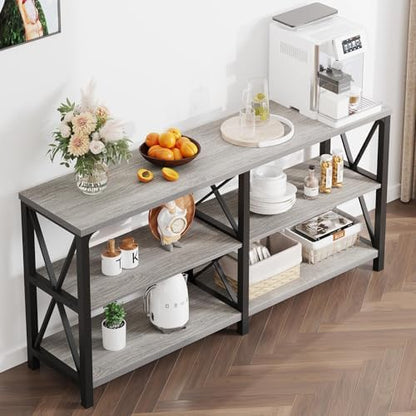 LVB Sofa Table for Entryway, Grey Rustic Console Table, 63 Inch