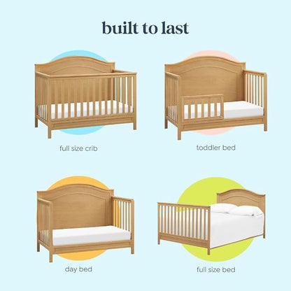 Davinci Charlie 4-in-1 Convertible Crib, GREENGUARD Certified, Honey | Converts to Toddler Bed, Daybed, Full-Size Bed, 4 Adjustable Mattress Heights, Conversion Kits Sold Separately, Easy Assembly