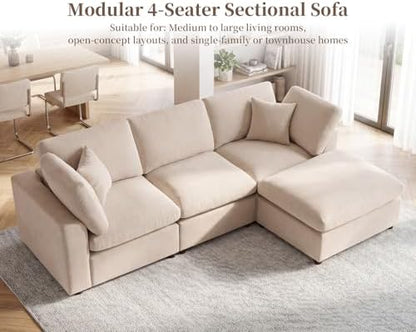 100" Modular Cloud Sectional Sofa Couch for Living Room, Light Camel